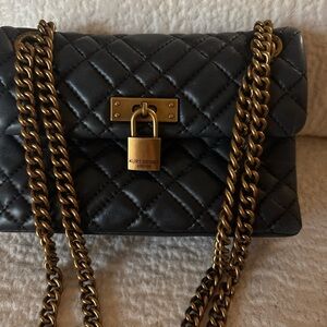 Kurt Geiger Black Quilted Bag with Gold Chain